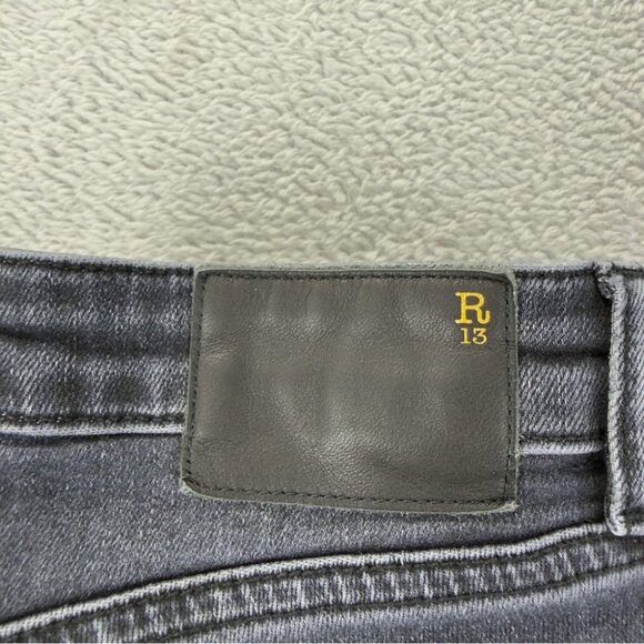 R13 Jeans Women's Size 24x28 Kate Skinny Black Denim Jeans Made in Italy - Picture 7 of 13